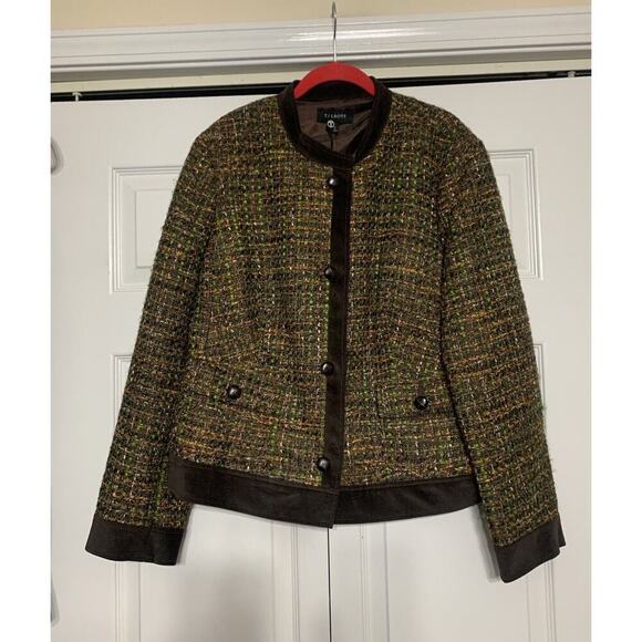 NWOT Talbots 16 Brown Green Tweed Suit Jacaket Blazer Career Cocktail - Picture 3 of 8